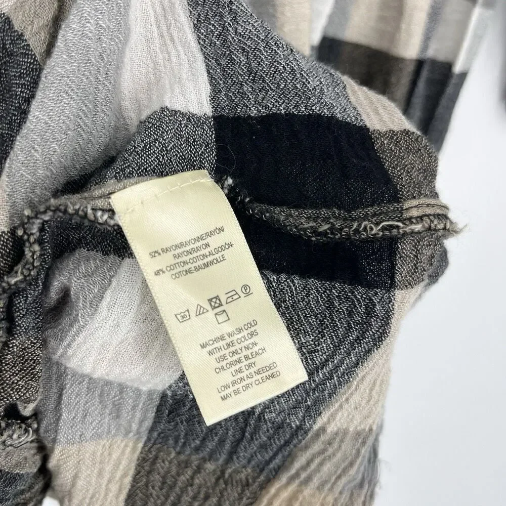 Maeve Anthropologie Dress Size Small Black White Plaid Kimono Tunic Pockets
